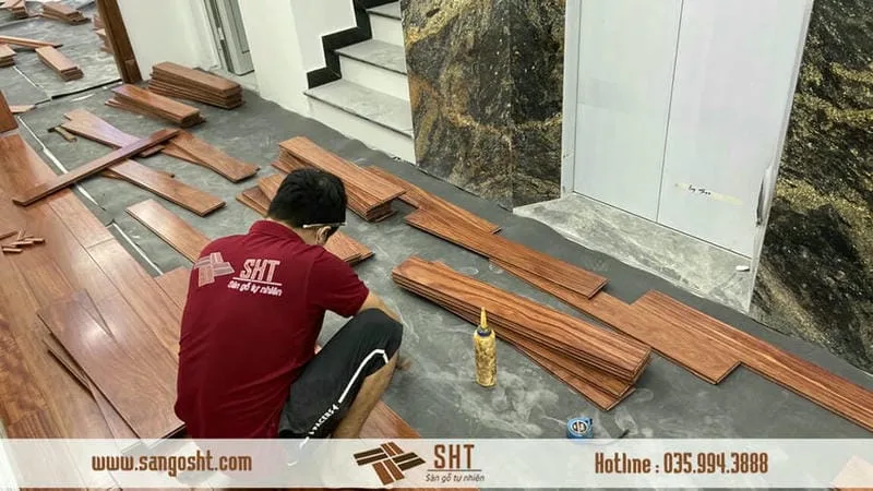Thi công sàn gỗ tự nhiên