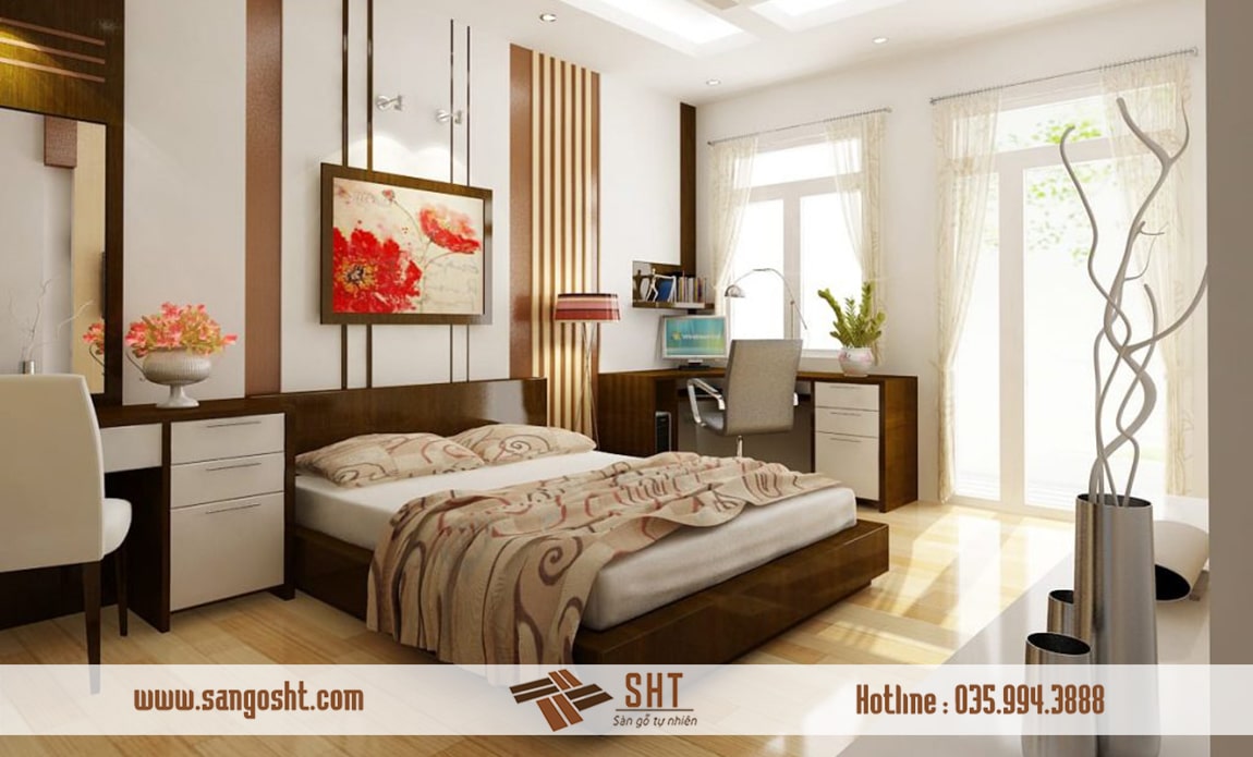 Giường ngủ gỗ tự nhiên kiểu đơn giản