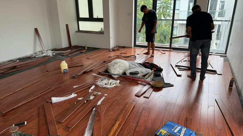 Thi Công Sàn Gỗ Cẩm Trắc Cho Biệt Thự Tai Khu Đt Đô Nghĩa Hà Đông 5